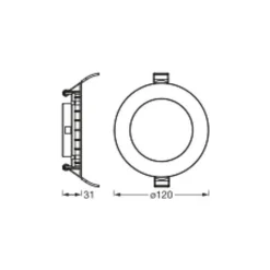 Osram LED Downlight Recess Slim Vit 8W 550lm 110D - 830 Varm Vit | Utskärning 120mm
