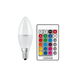 Osram LED E14 Kronljus Matt 6W 470lm - 827 Extra Varm Vit | RGBW - Dimbar - Fjärrkontroll - Ersättare 40W