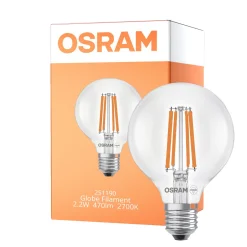 Osram LED Lamps E27 Globe Filament Klar 2.2W 470lm - 827 Extra Varm Vit | Ersättare 40W