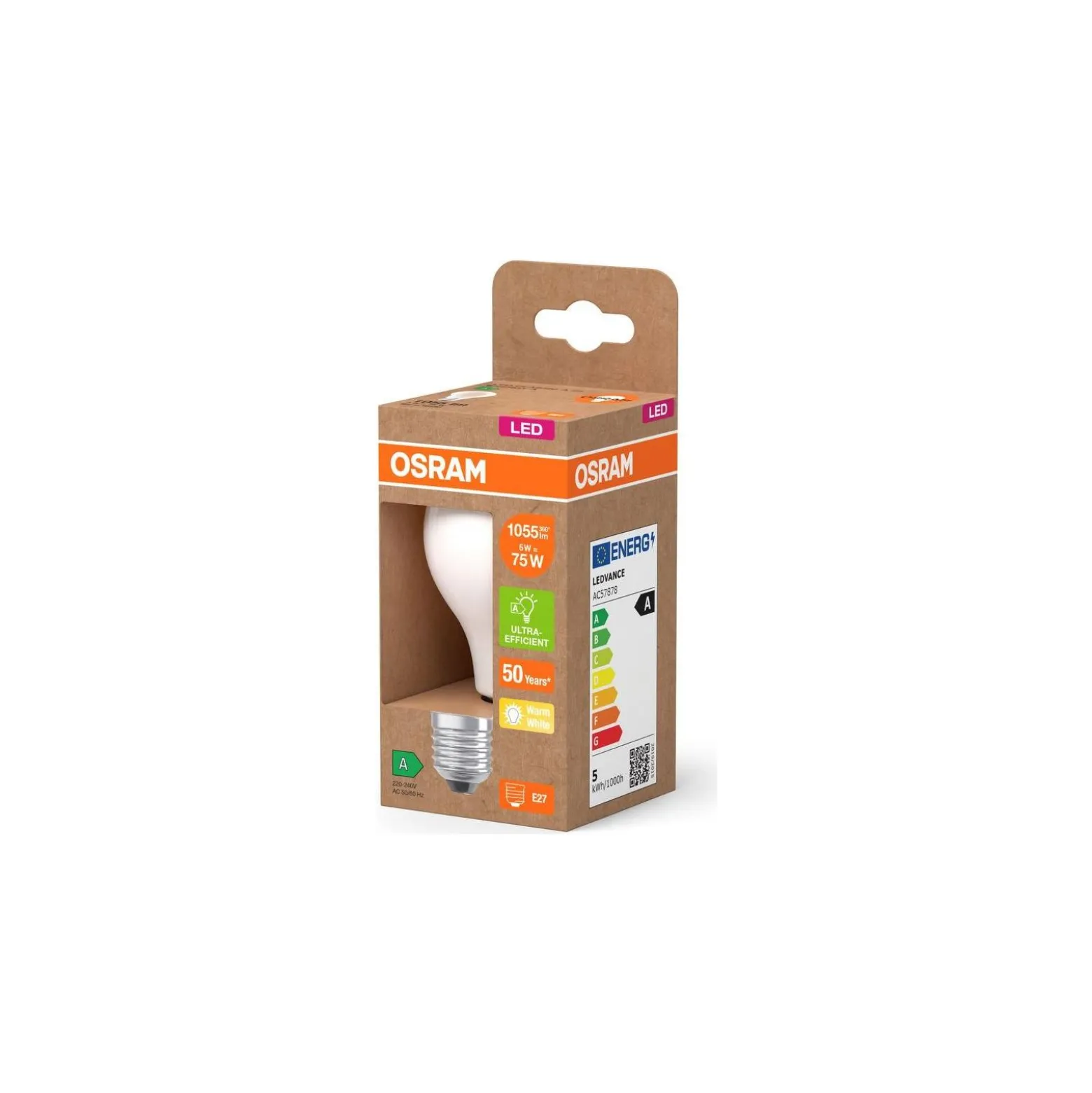 Osram LED Lamps E27 Päron Filament Matt 5W 1055lm - 827 Extra Varm Vit | Ersättare 75W