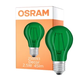 Osram LED Star Classic Decor E27 Päron Filament Matt 2.5W 45lm - Green |Ersättare 7W