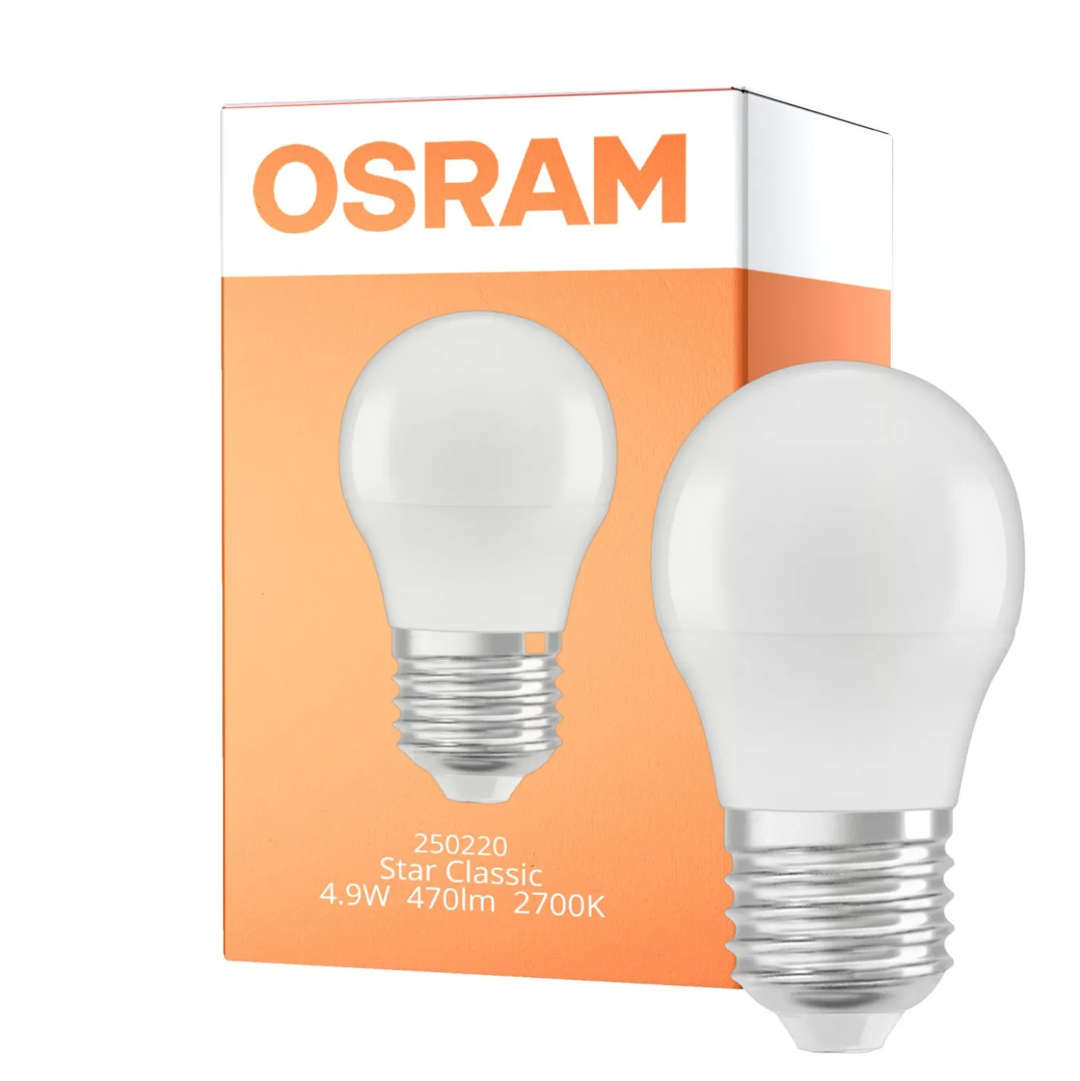 Osram LED Star Classic E27 Boll Matt 4.9W 470lm - 827 Extra Varm Vit | Ersättare 40W