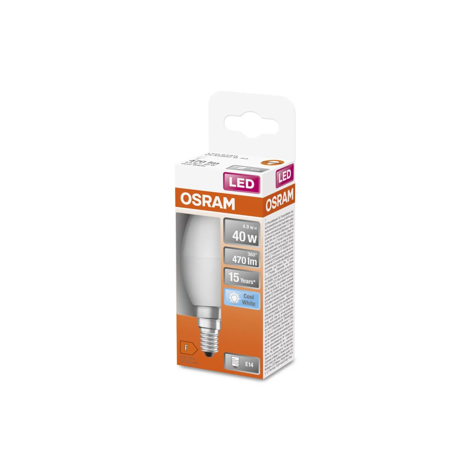 Osram LED Star Classic E14 Kronljus Matt 4.9W 470lm - 840 Kallvit | Ersättare 40W