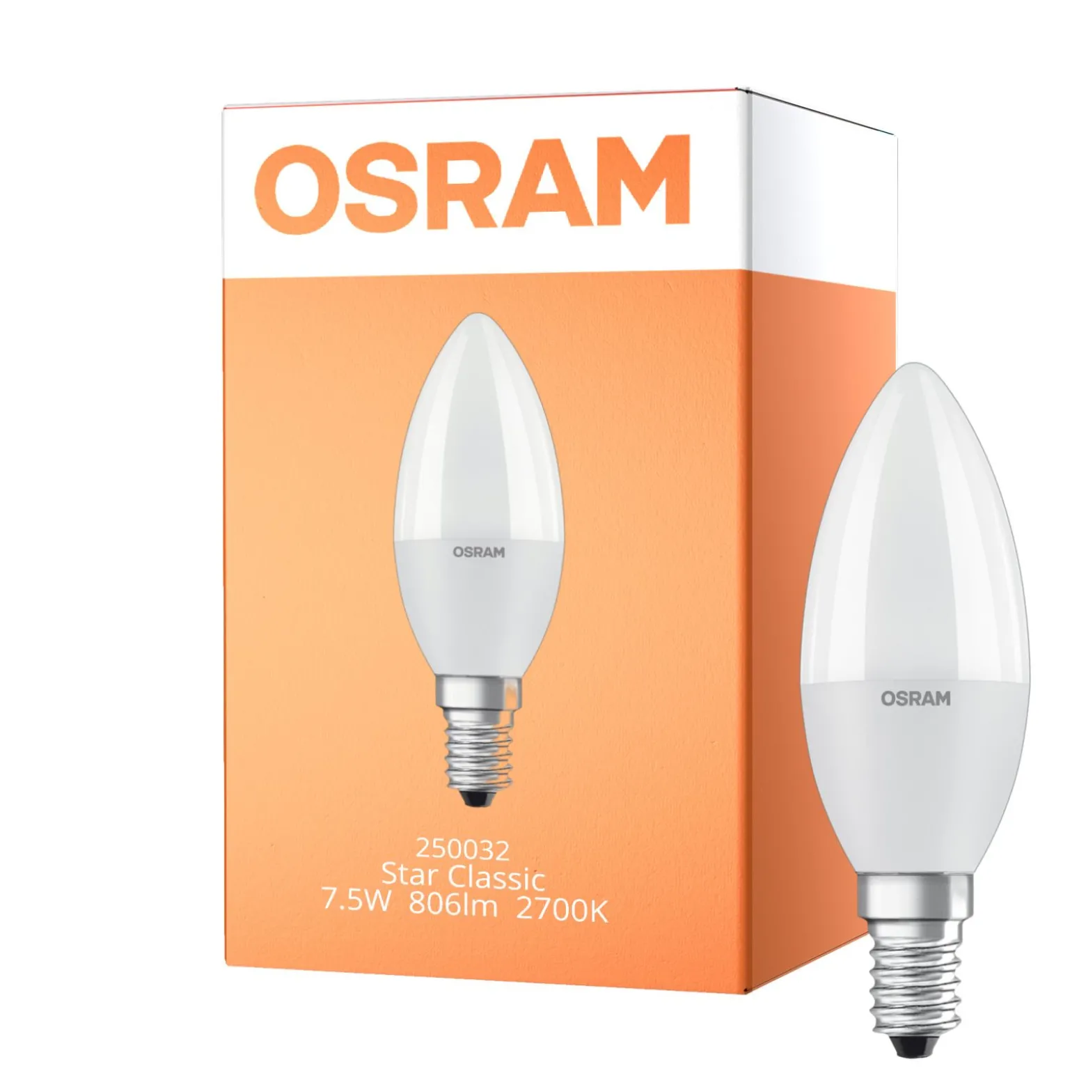 Osram LED Star Classic E14 Kronljus Matt 7.5W 806lm - 827 Extra Varm Vit | Ersättare 60W