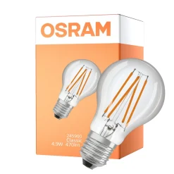 Osram Led Star Classic LED E27 Päron Filament Klar 4.9W 470lm - 827 Extra Varm Vit | Ljussensor