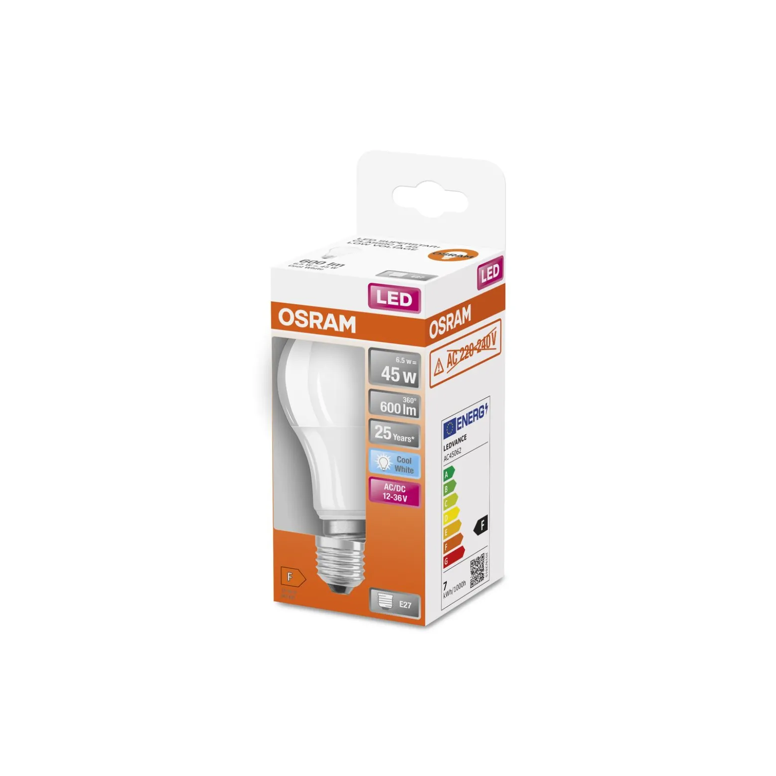 Osram Led Star Classic LED E27 Päron Matt 6.5W 600lm - 840 Cool white | Ersättare 45W