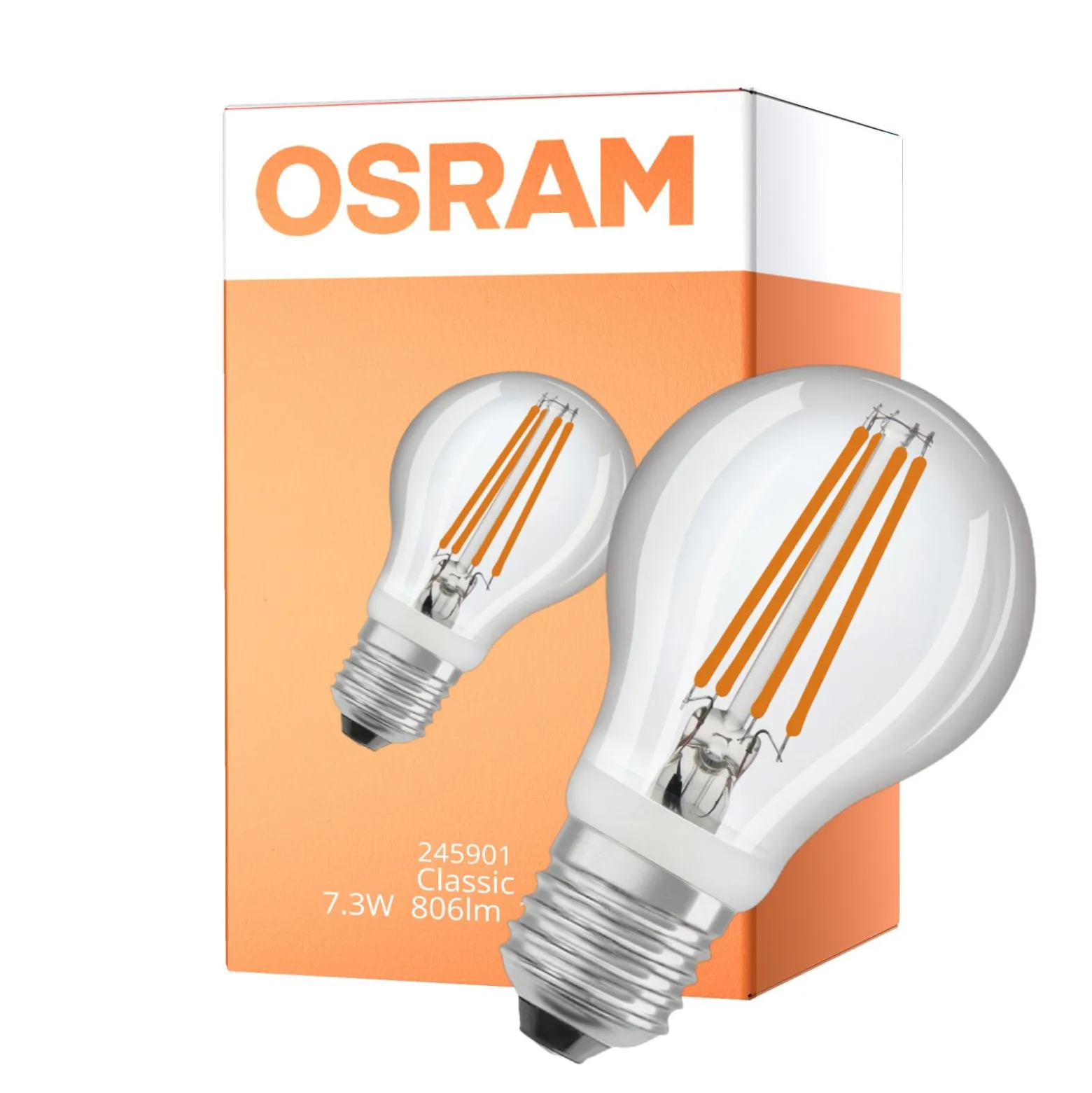 Osram Led Star Classic LED E27 Päron Filament Klar 7.3W 806lm - 827 Extra Varm Vit | Rörelsesensor