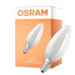 Osram LED Superstar E14 Kronljus Filament Matt 3.4W 470lm - 940 Kallvit | Bästa Färgåtergivning - Dimbar - Ersättare 40W