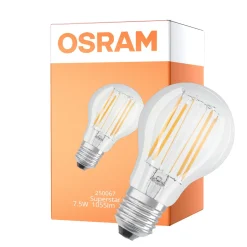 Osram LED Superstar E27 Päron Filament Klar 7.5W 1055lm - 927 Extra Varm Vit | Bästa Färgåtergivning - Dimbar - Ersättare 75W