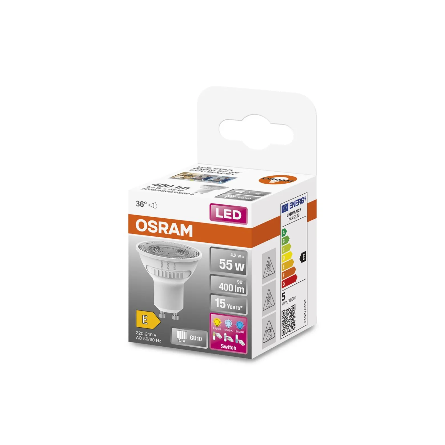 Osram LED Superstar Reflektor Spot GU10 PAR16 4.2W 400lm 55D - 830-840-865 CCT | Ersättare 55W