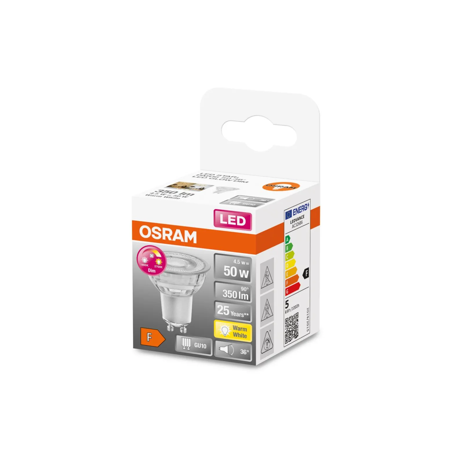 Osram Parathom Super Star LED Spot GU10 PAR16 5W 350lm 36D - 827 Extra Varm Vit | Dimbar - Ersättare 35W