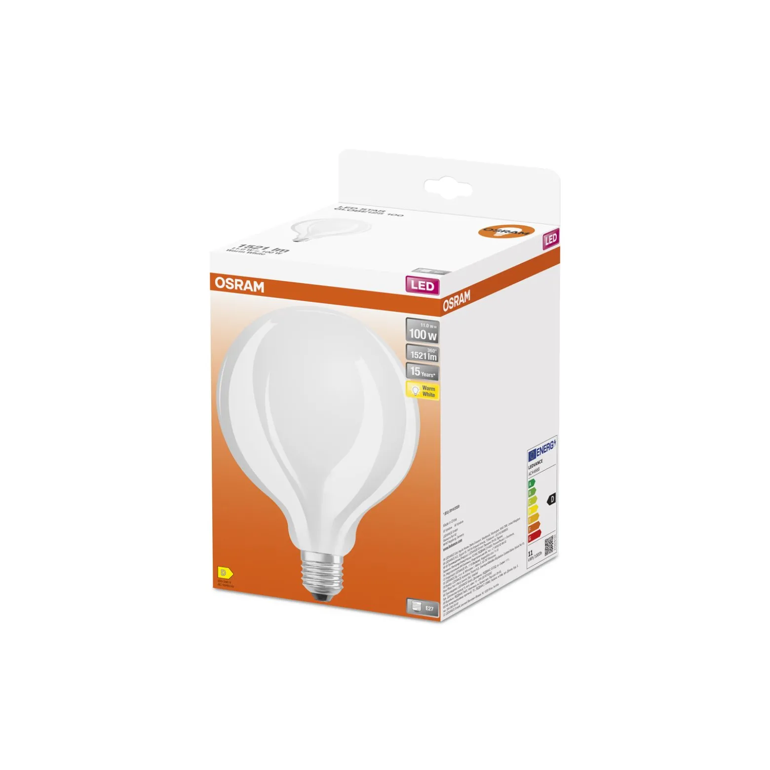 Osram Retrofit LED E27 Globe Filament Matt 11W 1521lm - 827 Extra Varm Vit | Ersättare 100W