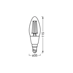 Osram Smart+ Matter Classic LED E14 Kronljus Filament Klar 4W 470lm - 827 Extra Varm Vit | Dimbar - Via Smart Device Only - Ersättare 40W