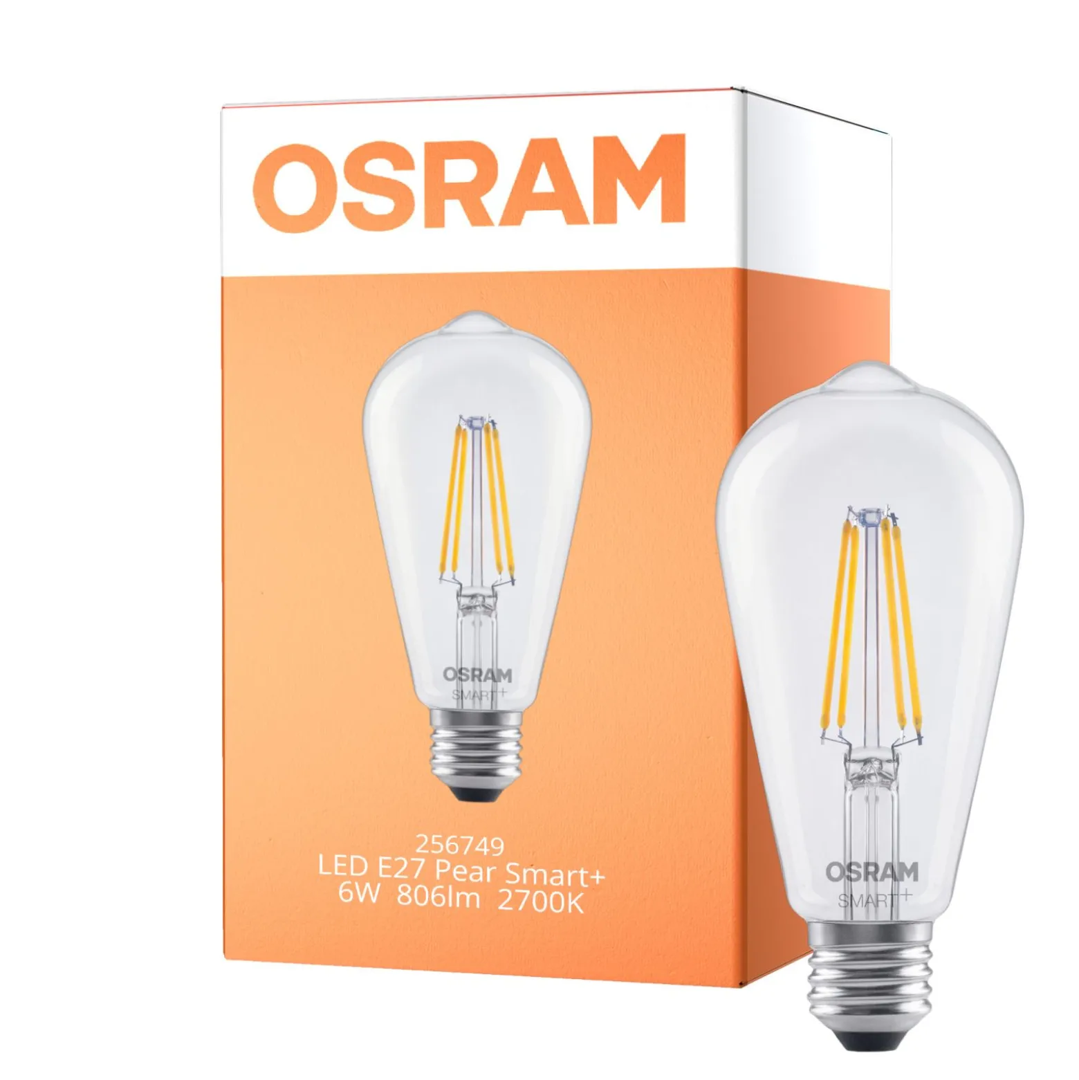 Osram Smart+ Matter E27 Edison Filament Klar 6W 806lm - 827 Extra Varm Vit | Dimbar - Via Smart Device Only - Ersättare 60W