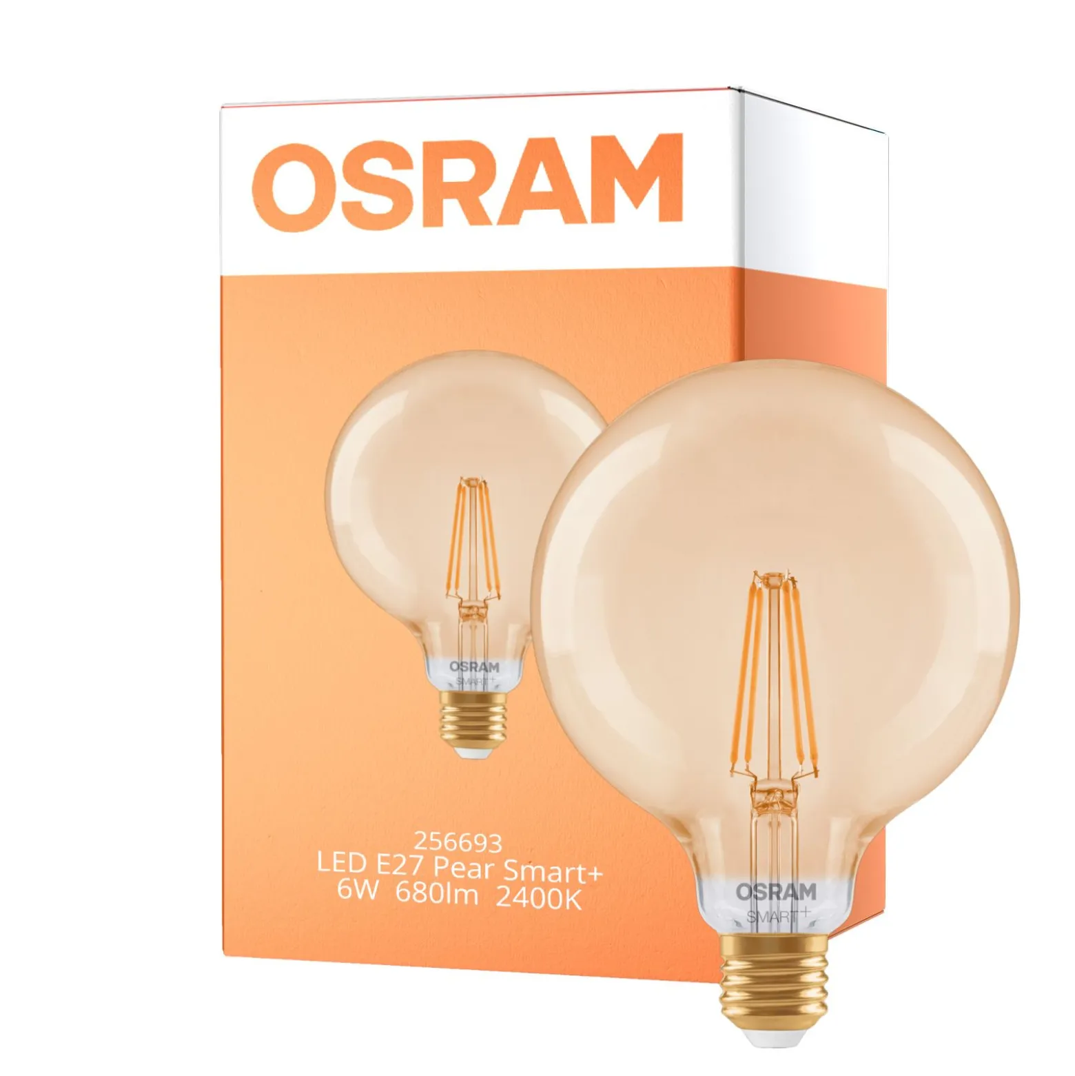 Osram Smart+ Matter E27 Globe Filament Guld 6W 680lm - 824 Extra Varm Vit | Dimbar - Via Smart Device Only - Ersättare 60W