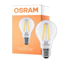 Osram Smart+ Matter E27 Päron Filament Klar 6W 806lm - 827 Extra Varm Vit | Dimbar - Via Smart Device Only - Ersättare 60W