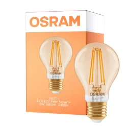 Osram Smart+ Matter E27 Päron Filament Guld 6W 680lm - 824 Extra Varm Vit | Dimbar - Via Smart Device Only - Ersättare 60W