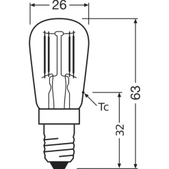 Osram Speciell T LED E14 Rörformad Filament Klar 1.6W 50lm - 824 Extra Varm Vit | Ersättare 5W