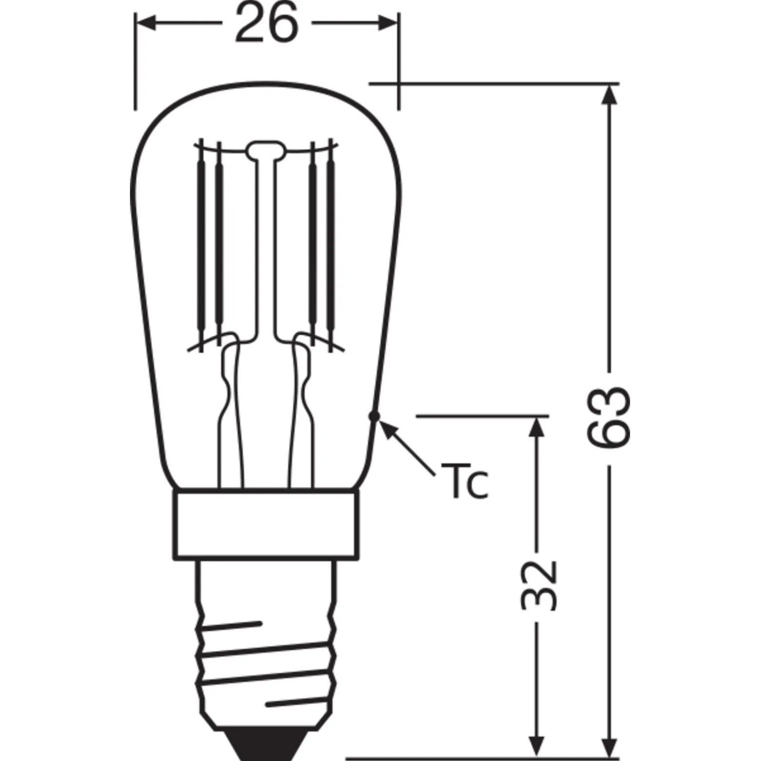 Osram Speciell T LED E14 Rörformad Filament Klar 1.6W 50lm - 824 Extra Varm Vit | Ersättare 5W