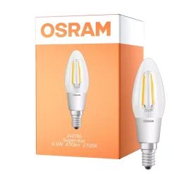 Osram Superstar Classic LED E14 Kronljus Filament Klar 4W 470lm - 822-827 Dim To Warm | Dimbar - Ersättare 40W