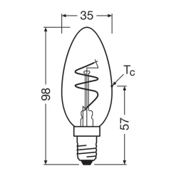 Osram Vintage 1906 LED Classic Slim E14 Kronljus Filament Guld 3.5W 300lm - 922 Extra Varm Vit | Bästa Färgåtergivning - Dimbar - Ersättare 25W