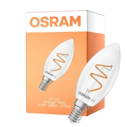 Osram Vintage 1906 LED Classic Slim E14 Kronljus Filament Klar 3.1W 300lm - 927 Extra Varm Vit | Bästa Färgåtergivning - Dimbar - Ersättare 25W