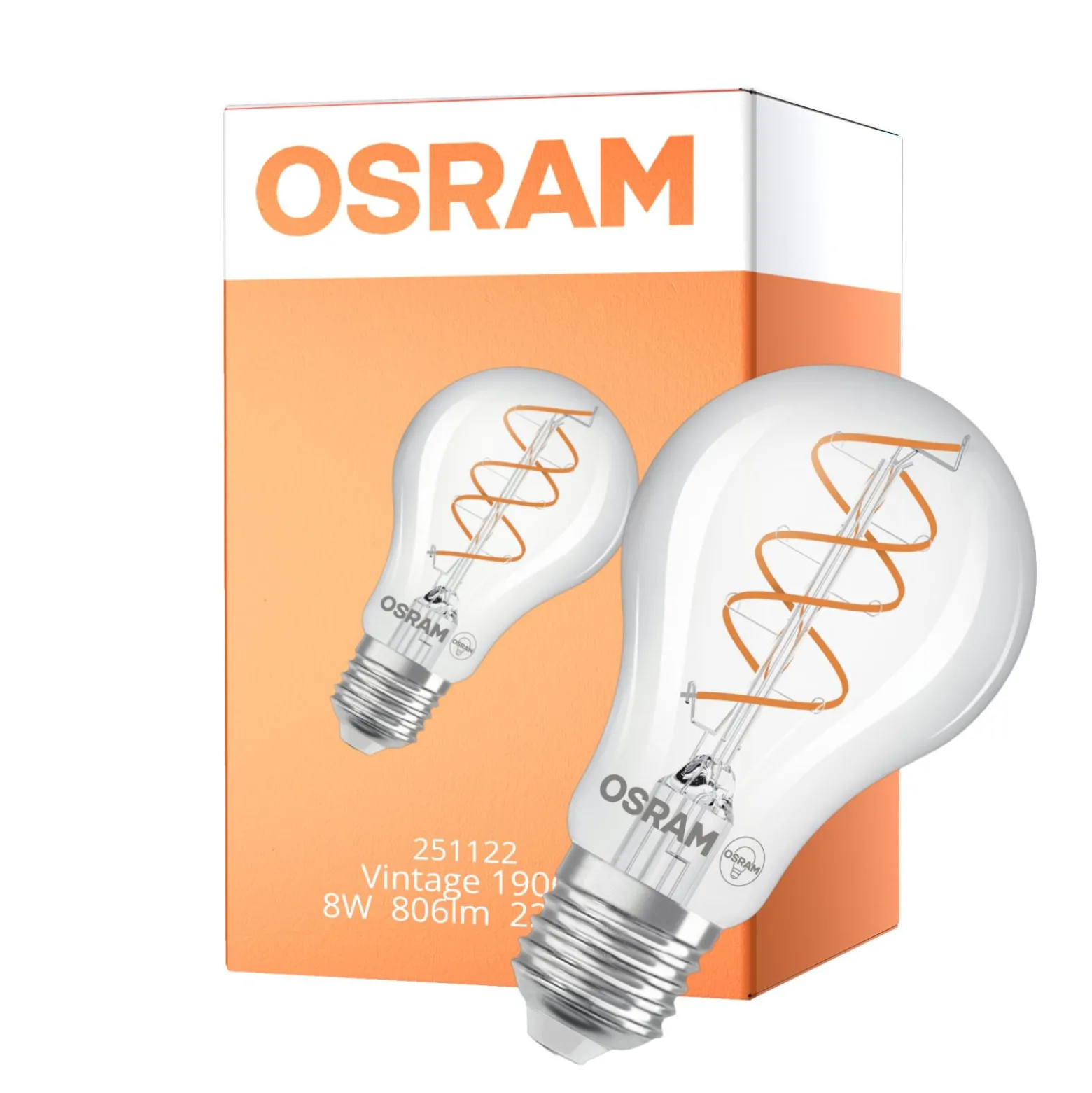 Osram Vintage 1906 LED Classic Slim E27 Päron Filament Klar 8W 806lm - 922 Extra Varm Vit | Bästa Färgåtergivning - Dimbar - Ersättare 60W