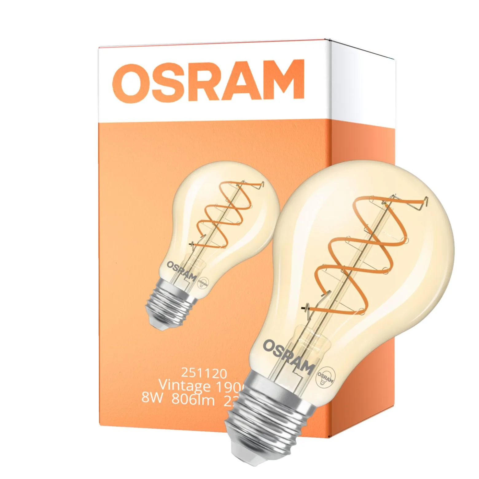 Osram Vintage 1906 LED Classic Slim E27 Päron Filament Guld 8W 806lm - 922 Extra Varm Vit | Bästa Färgåtergivning - Dimbar - Ersättare 60W