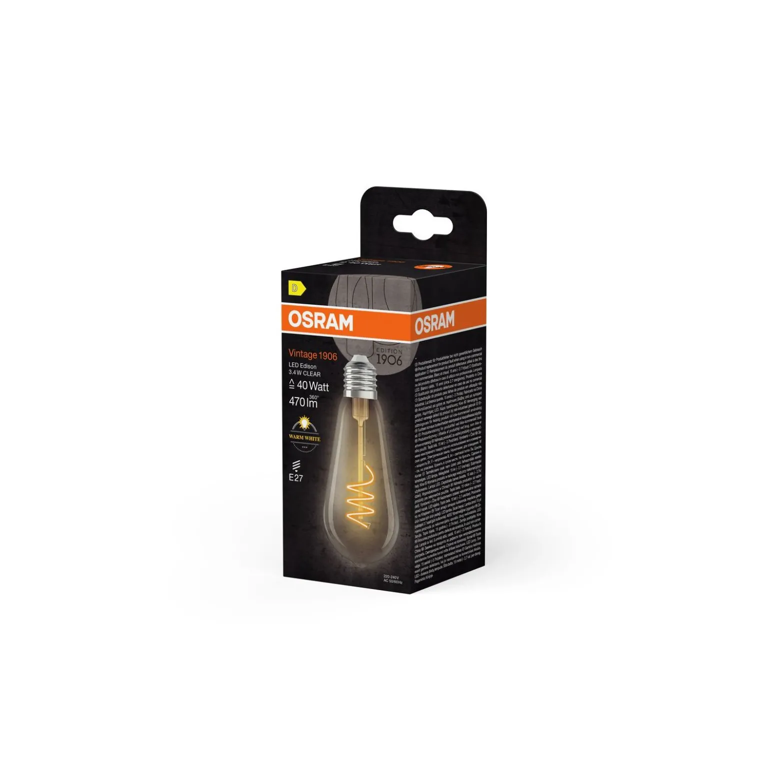 Osram Vintage 1906® LED Edison E27 Klar 3.4W 470lm - 827 Extra Varm Vit | Ersättare 40W