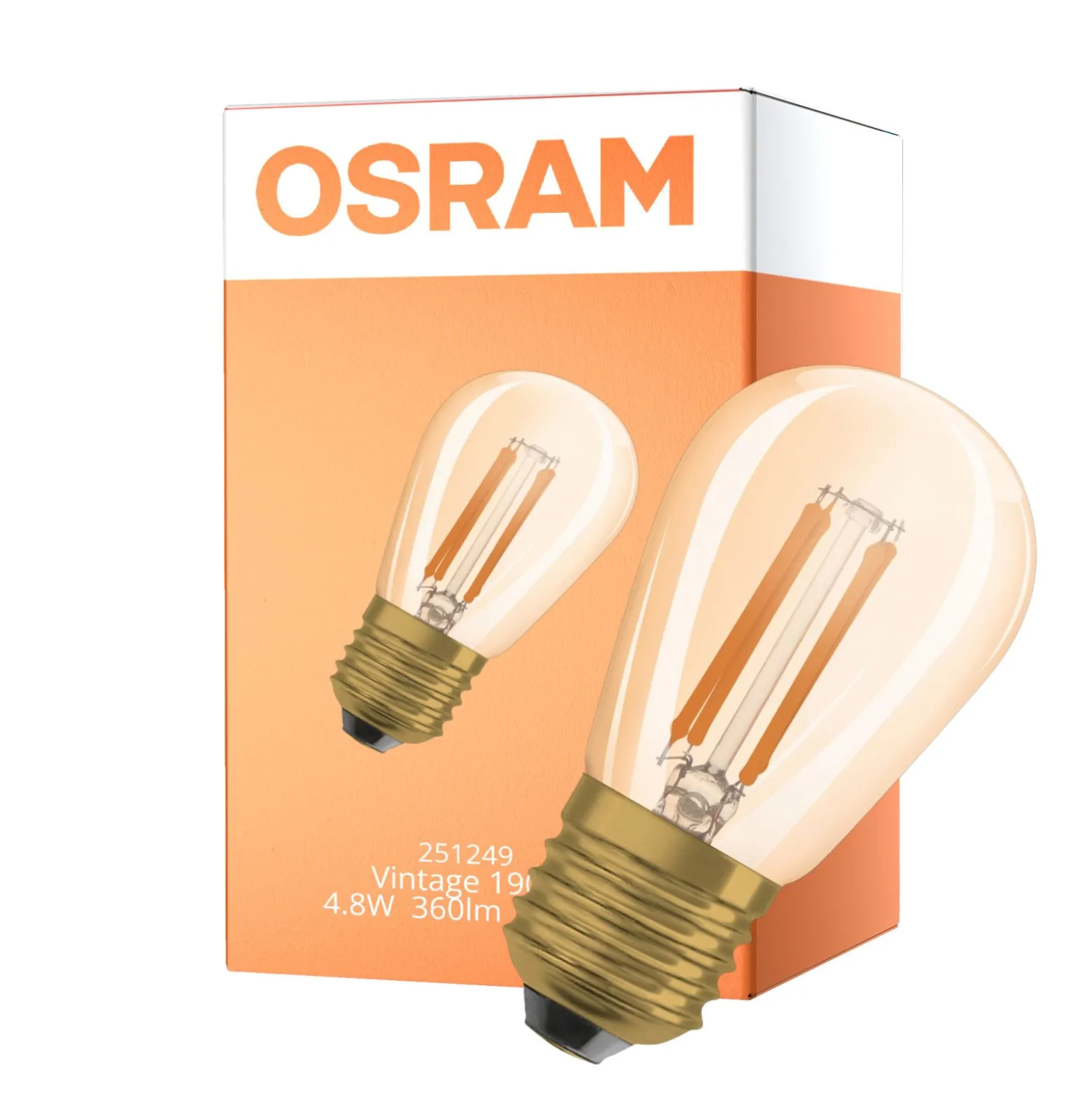 Osram Vintage 1906 LED E27 Edison Filament Guld 4.8W 360lm - 822 Extra Varm Vit | Dimbar - Ersättare 40W