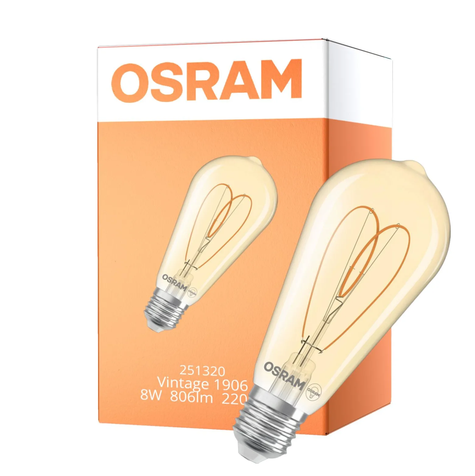 Osram Vintage 1906 LED E27 Edison Filament Guld 8W 806lm - 922 Extra Varm Vit | Bästa Färgåtergivning - Dimbar - Ersättare 60W