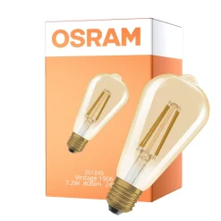 Osram Vintage 1906 LED E27 Edison Filament Guld 7.2W 806lm - 824 Extra Varm Vit | Ersättare 60W