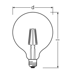 Osram Vintage 1906 LED E27 Globe Filament Guld 125mm 6.5W 650lm - 824 Extra Varm Vit | Dimbar - Ersättare 50W