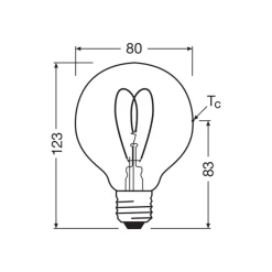 Osram Vintage 1906 LED E27 Globe Filament Heart Guld 8W 806lm - 922 Extra Varm Vit | Bästa Färgåtergivning - Dimbar - Ersättare 60W