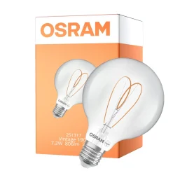 Osram Vintage 1906 LED E27 Globe Filament Klar 7.2W 806lm - 927 Extra Varm Vit | Bästa Färgåtergivning - Dimbar - Ersättare 60W
