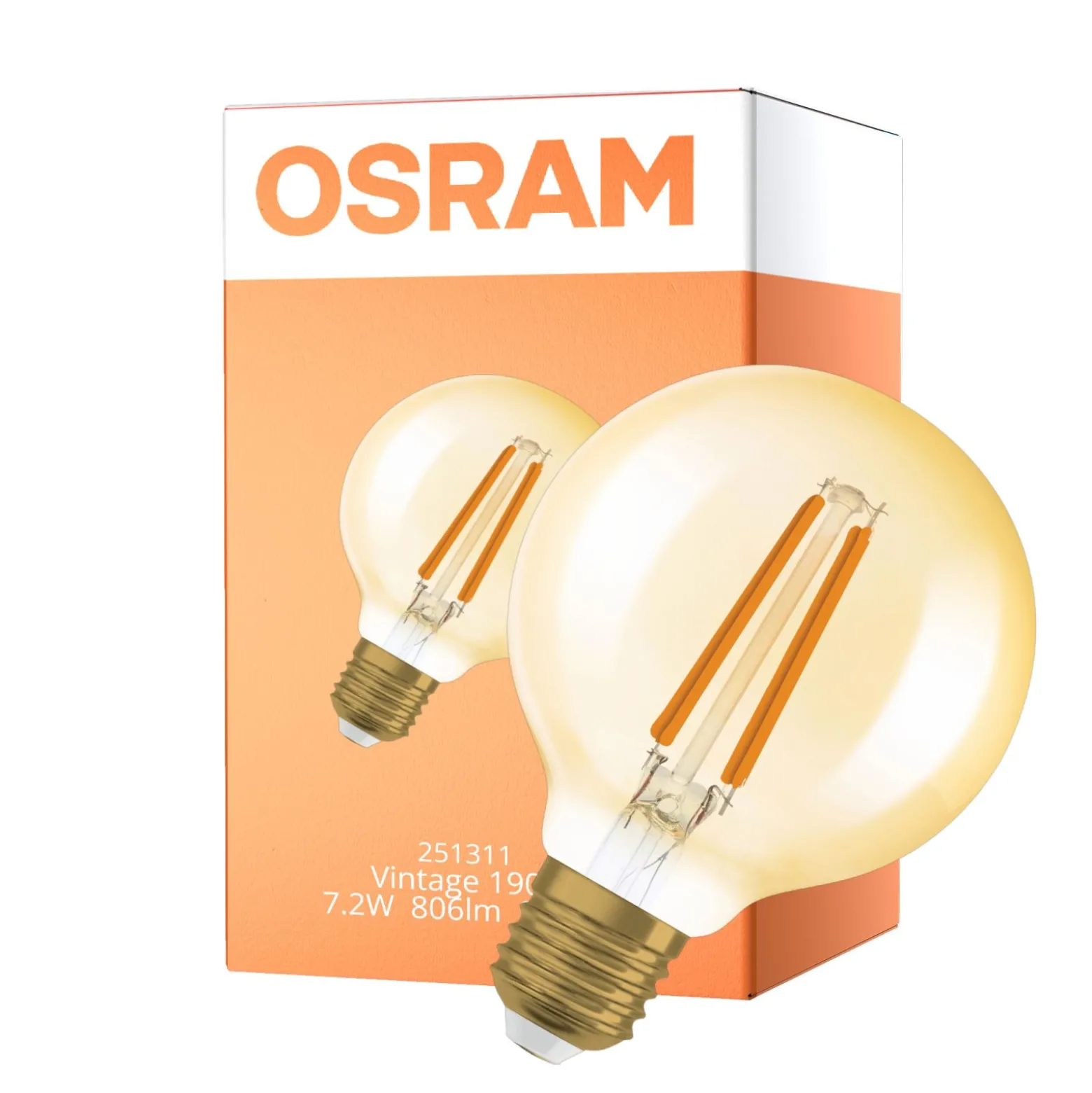 Osram Vintage 1906 LED E27 Globe Filament Guld 7.2W 806lm - 824 Extra Varm Vit | Ersättare 60W