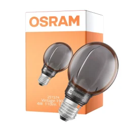 Osram Vintage 1906 LED E27 Globe Filament Smoke 80mm 4W 110lm - 818 Extra Varm Vit | Dimbar - Ersättare 12W