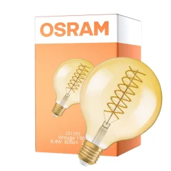 Osram Vintage 1906 LED E27 Globe Filament Guld 8.4W 806lm - 824 Extra Varm Vit | Ersättare 60W - Dimbar