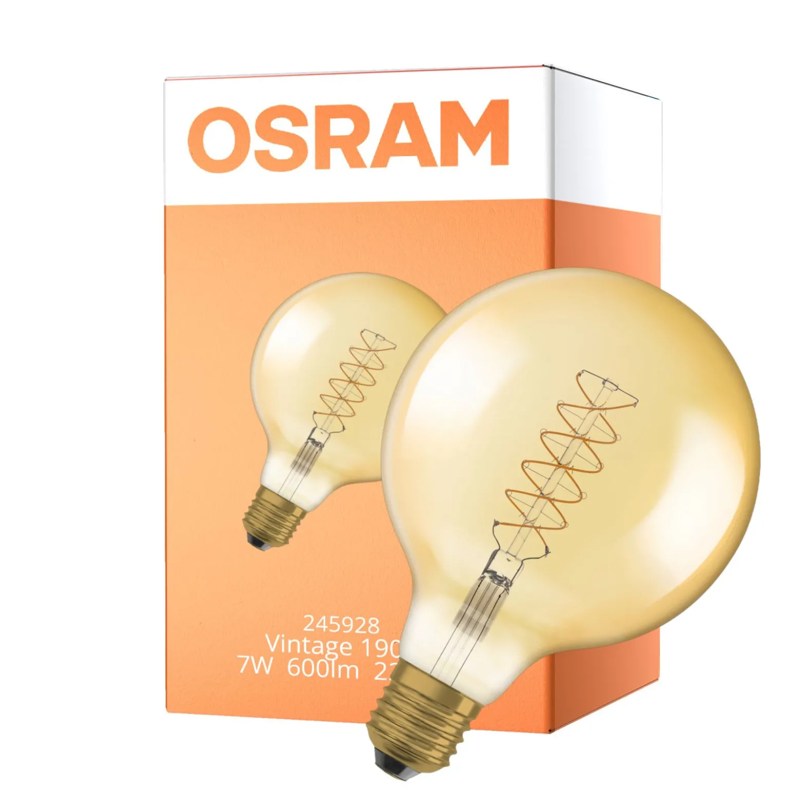 Osram Vintage 1906 LED E27 Globe Filament Gold 125mm 7W 600lm - 822 Extra Warm White | Dimmable