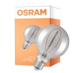 Osram Vintage 1906 LED E27 Globe Filament Smokey 95mm 3.4W 100lm - 818 Extra Warm White