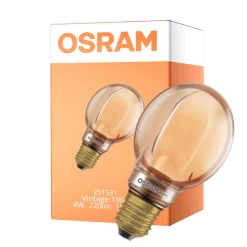 Osram Vintage 1906 LED E27 Globe Filament Guld 80mm 4W 220lm - 818 Extra Varm Vit | Dimbar - Ersättare 22W