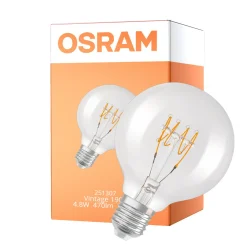 Osram Vintage 1906 LED E27 Globe Filament Klar Slim 4.8W 470lm - 827 Extra Varm Vit | Dimbar - Ersättare 40W