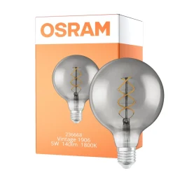Osram Vintage 1906 LED E27 Globe Filament Smoke 125mm 5W 140lm - 818 Extra Varm Vit | Ersättare 15W