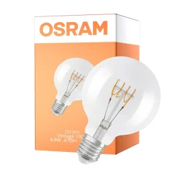 Osram Vintage 1906 LED E27 Globe Filament Klar 4.8W 470lm - 827 Extra Varm Vit | Dimbar - Ersättare 40W