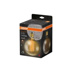 Osram Vintage 1906 LED E27 Globe Filament Gold 125mm 5.8W 470lm - 822 Extra Warm White | Dimmable