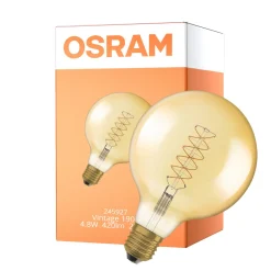 Osram Vintage 1906 LED E27 Globe Filament Gold 125mm 4.8W 420lm - 822 Extra Warm White | Dimmable