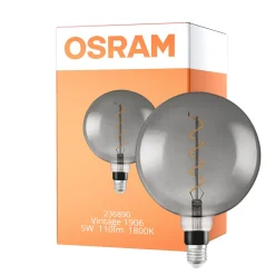 Osram Vintage 1906 LED E27 Globe Filament Smoke 200mm 5W 110lm - 818 Extra Varm Vit | Dimbar - Ersättare 25W