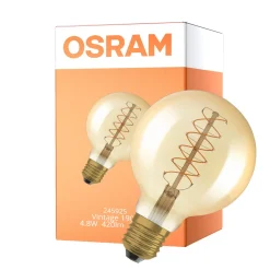 Osram Vintage 1906 LED E27 Globe Filament Gold 95mm 4.8W 420lm - 822 Extra Warm White | Dimmable