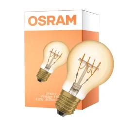 Osram Vintage 1906 LED E27 Pear Filament Gold 4.8W 400lm - 822 Extra Warm White | Dimmable