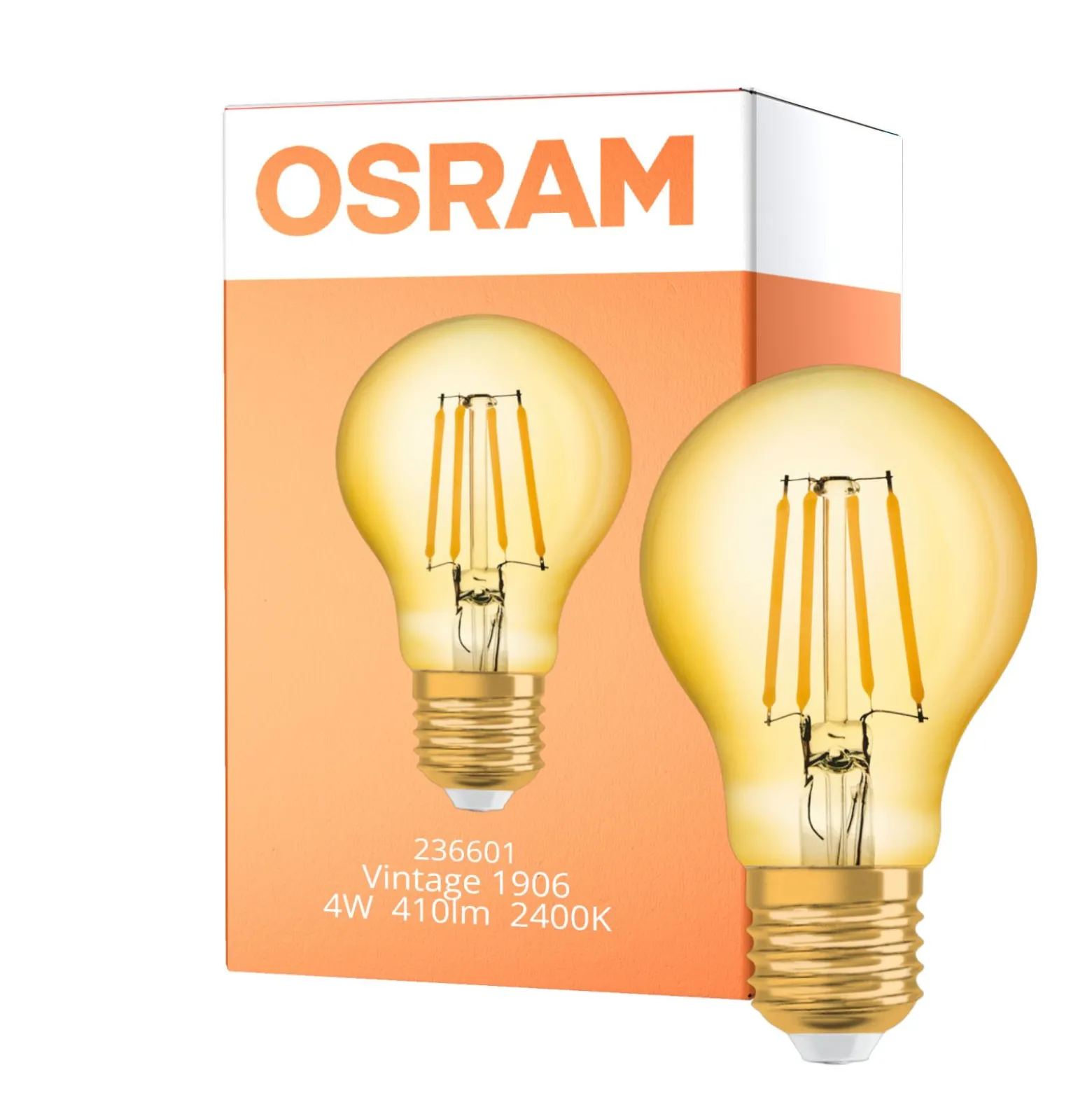 Osram Vintage 1906 LED E27 Päron Filament Guld 4W 410lm - 824 Extra Varm Vit | Ersättare 40W